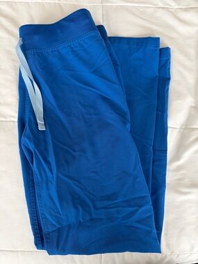 Figs Women's Scrub Pants in Bright Blue with Light Blue Drawstring